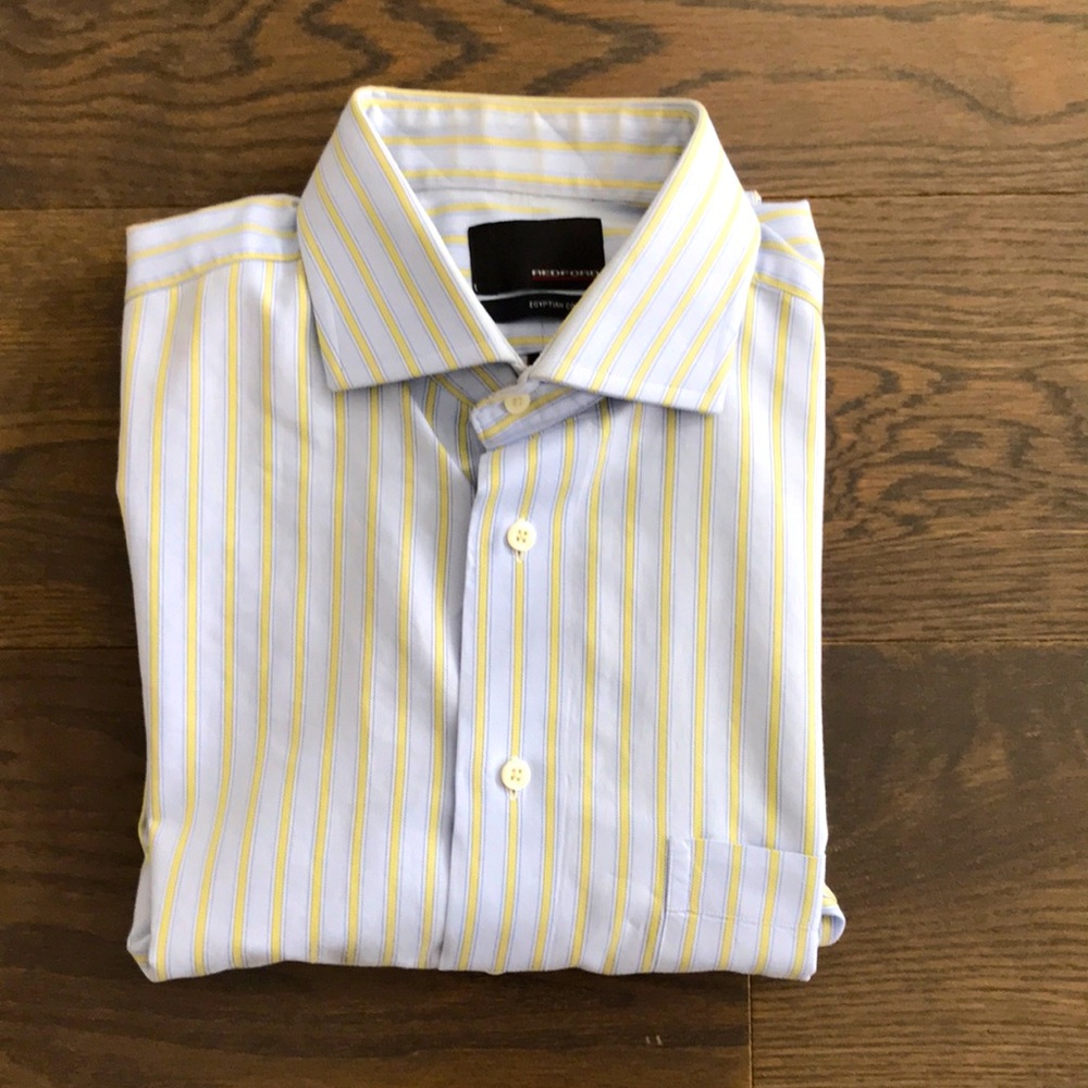 Redford Light Blue with Yellow Striped Dress Shirt